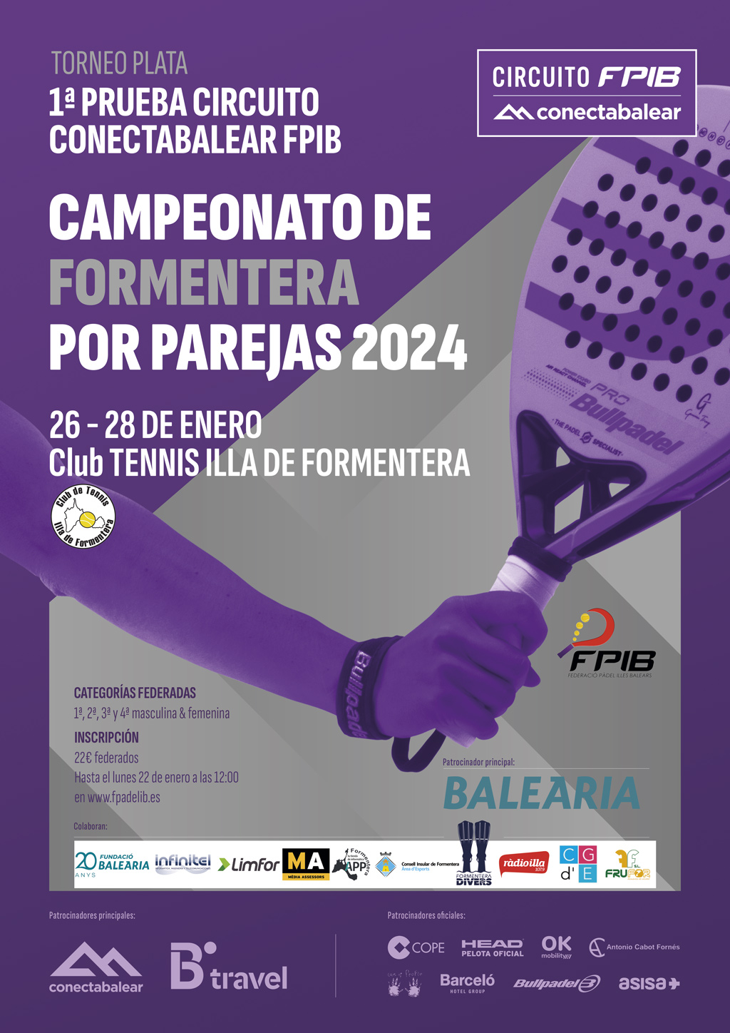 1ª PRUEBA CIRCUITO CONECTABALEAR FPIB - (PLATA) y CTO. DE FORMENTERA PAREJAS ABSOLUTO 2024