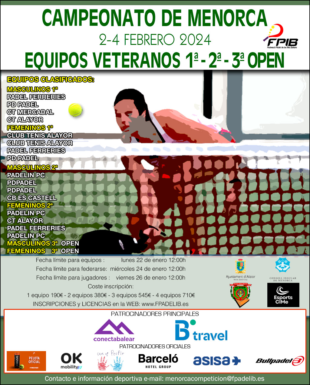 Campeonato de Menorca por equipos veteranos de 1ª, 2ª y 3ª OPEN 2024