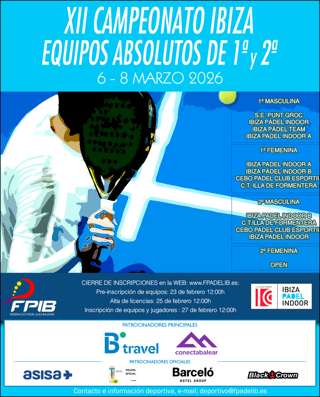 XII CTO. DE IBIZA POR EQUIPOS ABSOLUTOS de 1ª y 2ª 2026