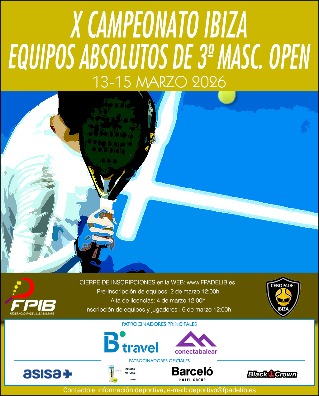 X CTO. DE IBIZA POR EQUIPOS ABSOLUTOS de 3ª MASC. OPEN 2026