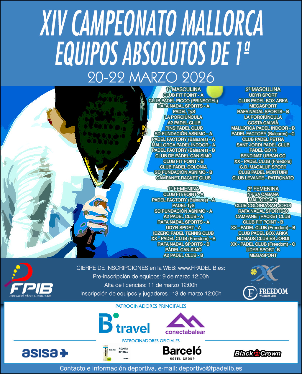 XIV CTO. DE MALLORCA POR EQUIPOS ABSOLUTOS de 1ª 2026