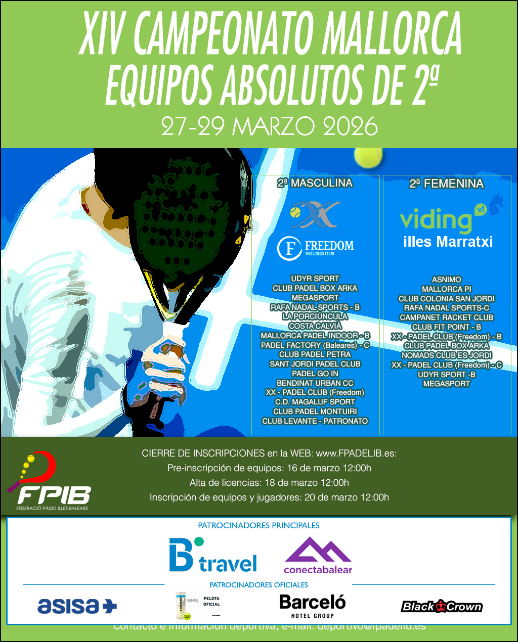 XIV CTO. DE MALLORCA POR EQUIPOS ABSOLUTOS de 2ª 2026