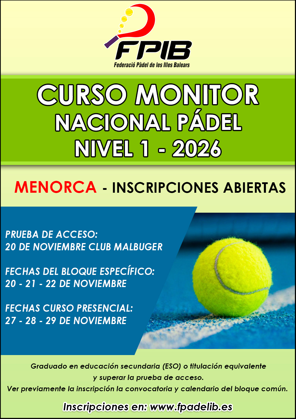 2026 Curso monitor Menorca N1 noviembre
